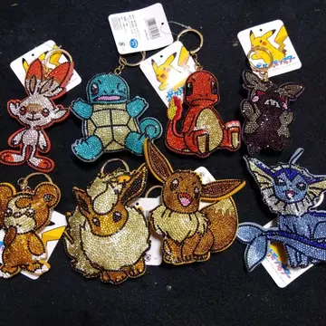 포켓몬 키링 8개 세트 큐빅 반짝반짝 POKEMON