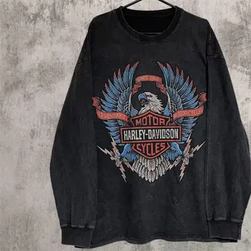 이글 HARLEY-DAVIDSON 롱 슬리브 T셔츠 블랙