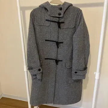 그레이 더플 코트 L 사이즈 울 혼방 후드 부착