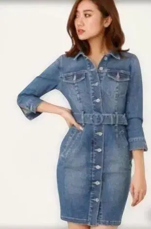 리엔다 데님 원피스 벨트 포함 S