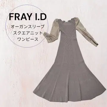 FRAY I.D 오간 슬리브 스퀘어 니트 원피스 경사 결혼식