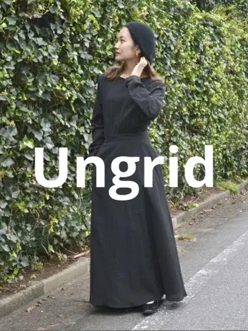 Ungrid 백리본 플레어 원피스 긴팔 롱 원피스 M 블랙