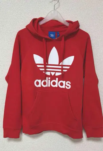 adidas 아디다스 후드 부착 후드티 빨간색 사가 자수 L 로고