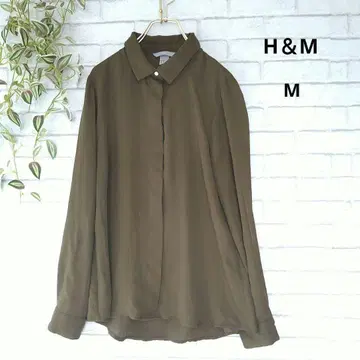 H&M 올리브 긴팔 셔츠 여성용 상의 드레이프감 M
