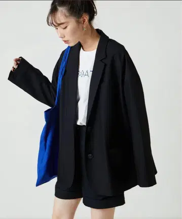 프릭스스토어 TR 스트레치 오버 사이즈 싱글 자켓 블랙
