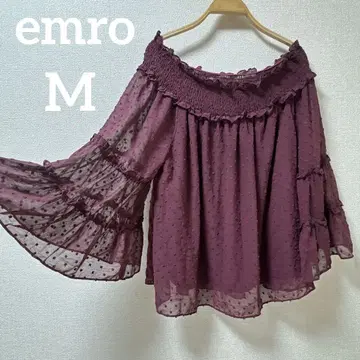 새상품급 emro [ M ] 버건디 도트 무늬 오프숄더 여성용