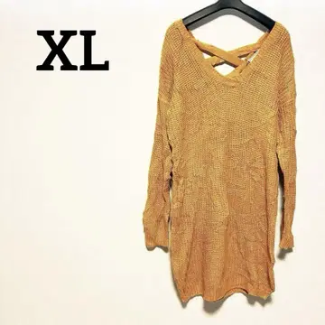 no comment [ XL ] 크로스 디자인 V넥 긴팔 니트 원피스