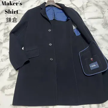 [새상품급] 카마쿠라 셔츠 롱 코트 캐시미어 울 2way 네이비 L