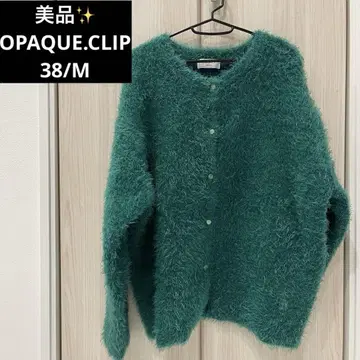 OPAQUE.CLIP 퍼 가디건 그린 녹색 38 M