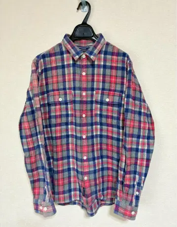 m895 HELLY HANSEN 체크 긴팔 플란넬 셔츠 코튼 100% L