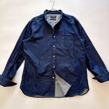BEAMS+ 데님 셔츠 B.D. Denim 버튼 다운 다크 네이비 XL