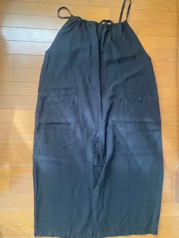 블랙 스트랩 와이드 팬츠