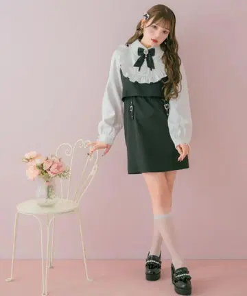 ROJITA 볼륨 요크 프릴 타이트 원피스 원피스 드레스