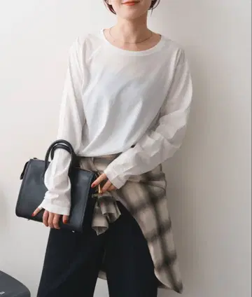 스픽 앤 스팬 파인 코튼 롱 T 화이트 프리 사이즈