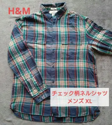 H&M 에이치앤엠 체크 셔츠 긴팔 상의 남성용 XL