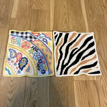 페이러 꽃무늬 제브라 무늬 손수건 2장 세트