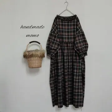 handmade 체크 개더 원피스 free