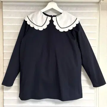 yori 요리 스캘럽 빅 칼라 블라우스 티셔츠