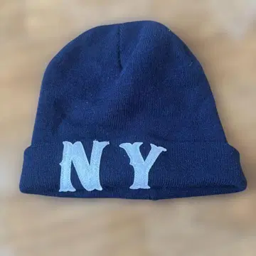 네이비 NY 로고 비니 모자
