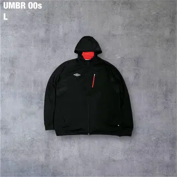 UMBRO 절개 후디 블랙 x 레드 스포츠MIX 자수 로고 Y2K 레어