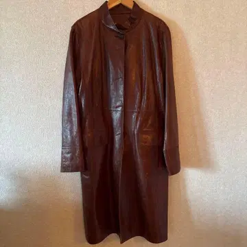 브라운 가죽 롱 코트