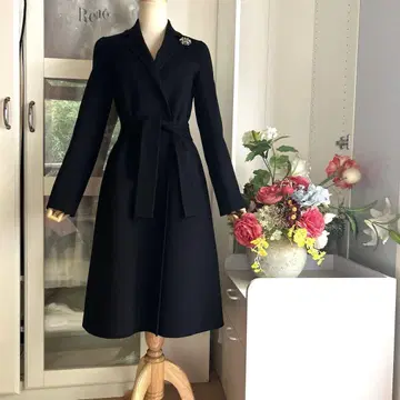 드로어 고급 울 캐시미어 혼방 롱 코트
