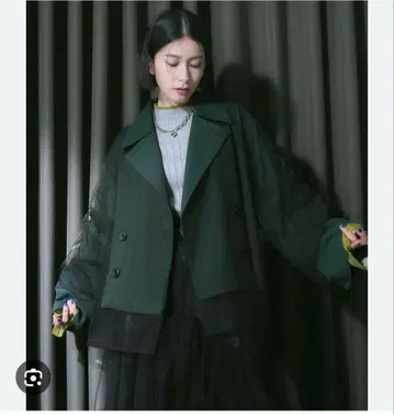 튤 레이어드 트렌치 자켓 자켓 그린 그린