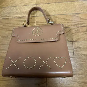 MOSCHINO 스터드 브라운 핸드백 라이트 브라운