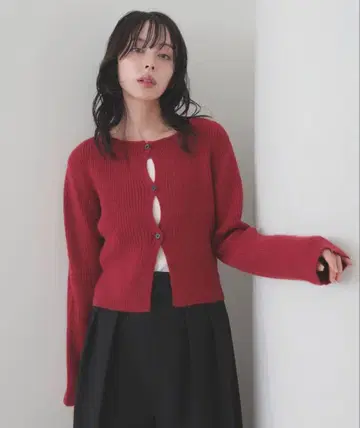 LIAN 센터 홀 리브 니트 가디건