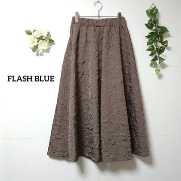 FLASH BLUE 롱 플레어 스커트 M 허리밴딩