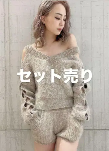 GYDA 레이스업 샤기 니트탑 니트 팬츠
