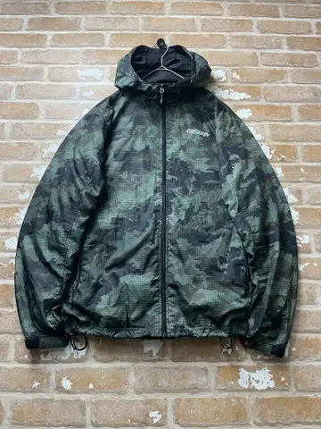 90s outdoor 나일론 자켓 카모플라쥬 도트 무늬 자수 y2k 카키