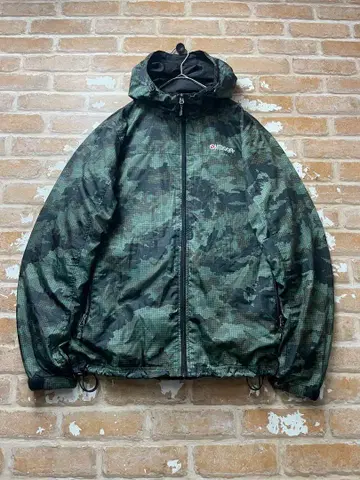 90s outdoor 나일론 자켓 카모플라쥬 도트 무늬 자수 y2k 카키