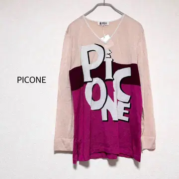 PICONE 피코네 V넥 라메 믹스 빅 로고 니트탑 38