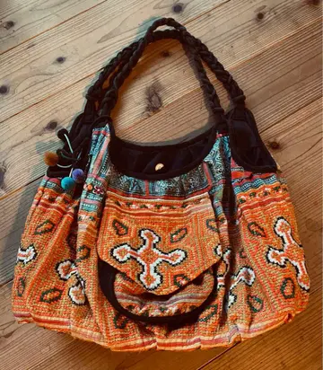 몽족*컬러풀 자수 & 빈티지 원단 토트백