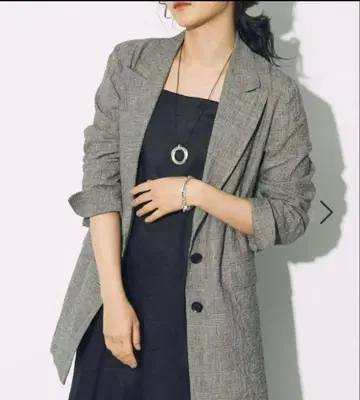 BABYLONE 바빌론 크레이프 린넨 체크 자켓