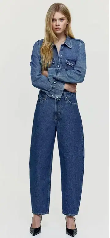 배럴 하이 데님 몇 시간 착용 새상품급 H&M conte 좋아하시는 분께