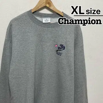 Champion 맨투맨 XL 그레이 원포인트 프린트 꽃 속기모