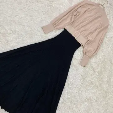 [ 새상품급 ] Lady 벨트 바이컬러 원피스 베이지 블랙 F 고급