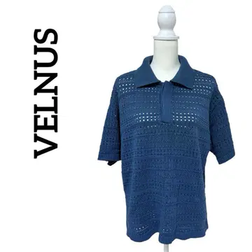 [ 새상품 ] VELNUS  시스루 편직 루즈핏 반팔 니트 폴로 셔츠