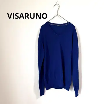 VISARUNO 비살노 파랑 V넥 긴팔 니트 M 사이즈