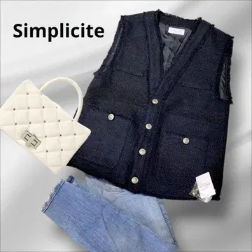 새상품 Simplicite 시리에 트위드 베스트 네이비