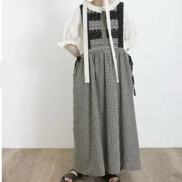 사만사 모스모스 레이스 부착 에이프런 원피스
