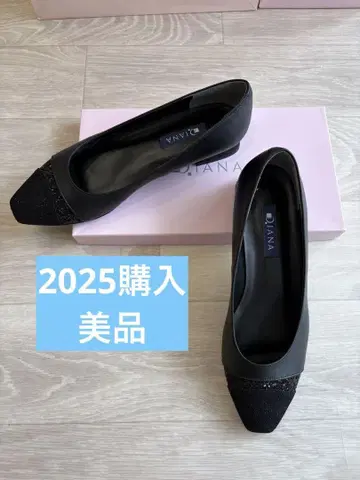 DIANA 플랫 펌프스 블랙 카프 글리터 24cm 결혼식