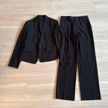 블랙 팬츠 수트 싱글 버튼