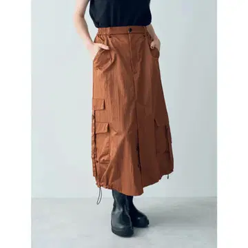 [ YECCA VECCA ] 카고 벌룬 롱 스커트 테라코타