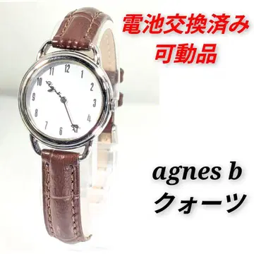agnes b 쿼츠 여성용 배터리 벨트 교환 완료 가동품 C-13