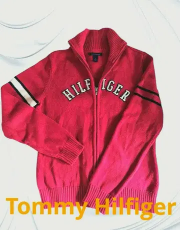 Tommy Hilfiger 빨간색 집업 스웨터 M