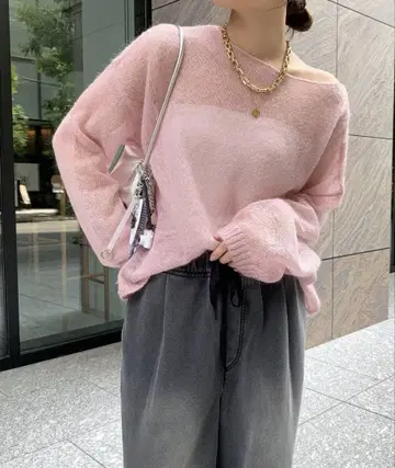 DouDou 시어 모헤어 풀오버 핑크