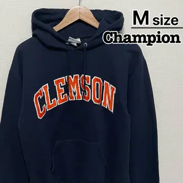 Champion 후드티 M 네이비 오렌지 칼리지 클렘슨 대학